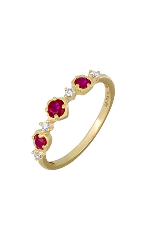 El Mar 18K Yellow Gold Ruby & Diamond Stackable Ring