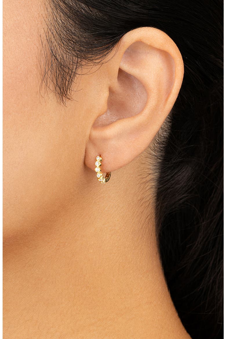 Cassandra CZ Micro Hoop Earrings, Alternate, color, GOLD