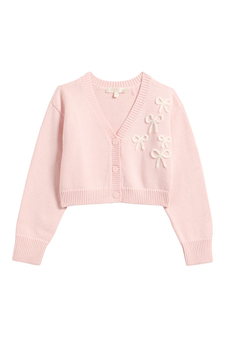 Kids' Jayne Bow Embellished Cardigan, Main, color, PETAL MERINGUE