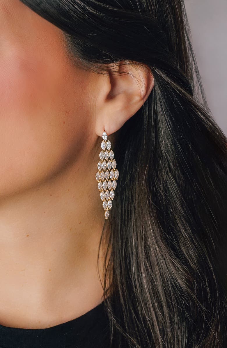 MARLYN SCHIFF Eliza Statement Drop Earrings, Alternate, color, Gold Plated