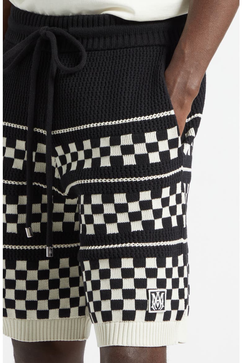 Checkered Wool Mesh Shorts, Alternate, color, BLACK