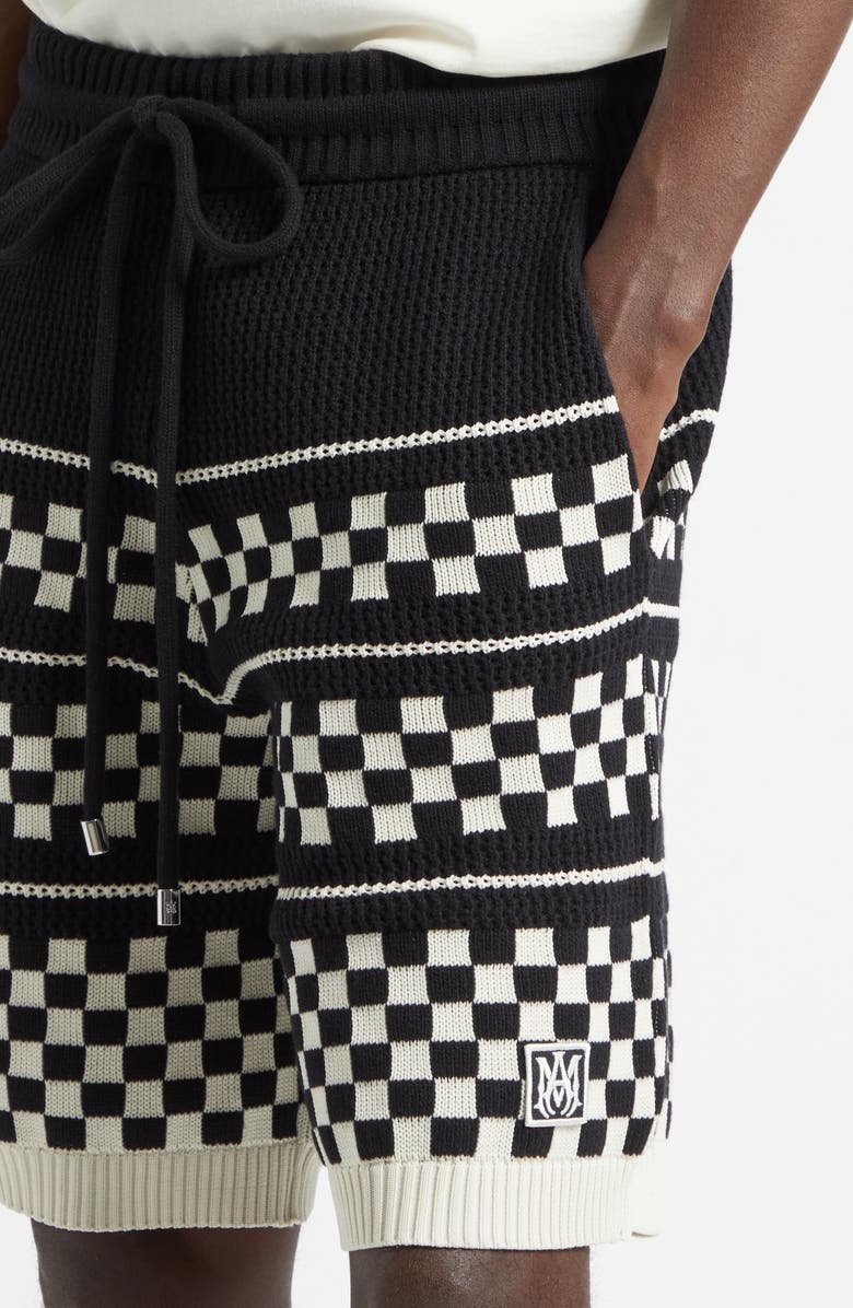 AMIRI Checkered Wool Mesh Shorts, Alternate, color, Black