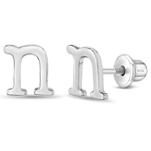 In Season Jewelry Polished Initial Letters Earrings in Letter N at Nordstrom