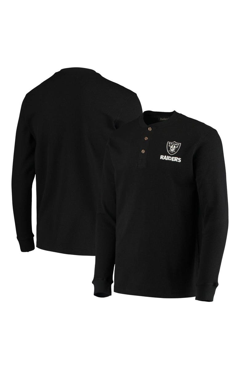 DUNBROOKE Men's Dunbrooke Black Las Vegas Raiders Logo Maverick Thermal Henley Long Sleeve T-Shirt, Alternate, color, Black