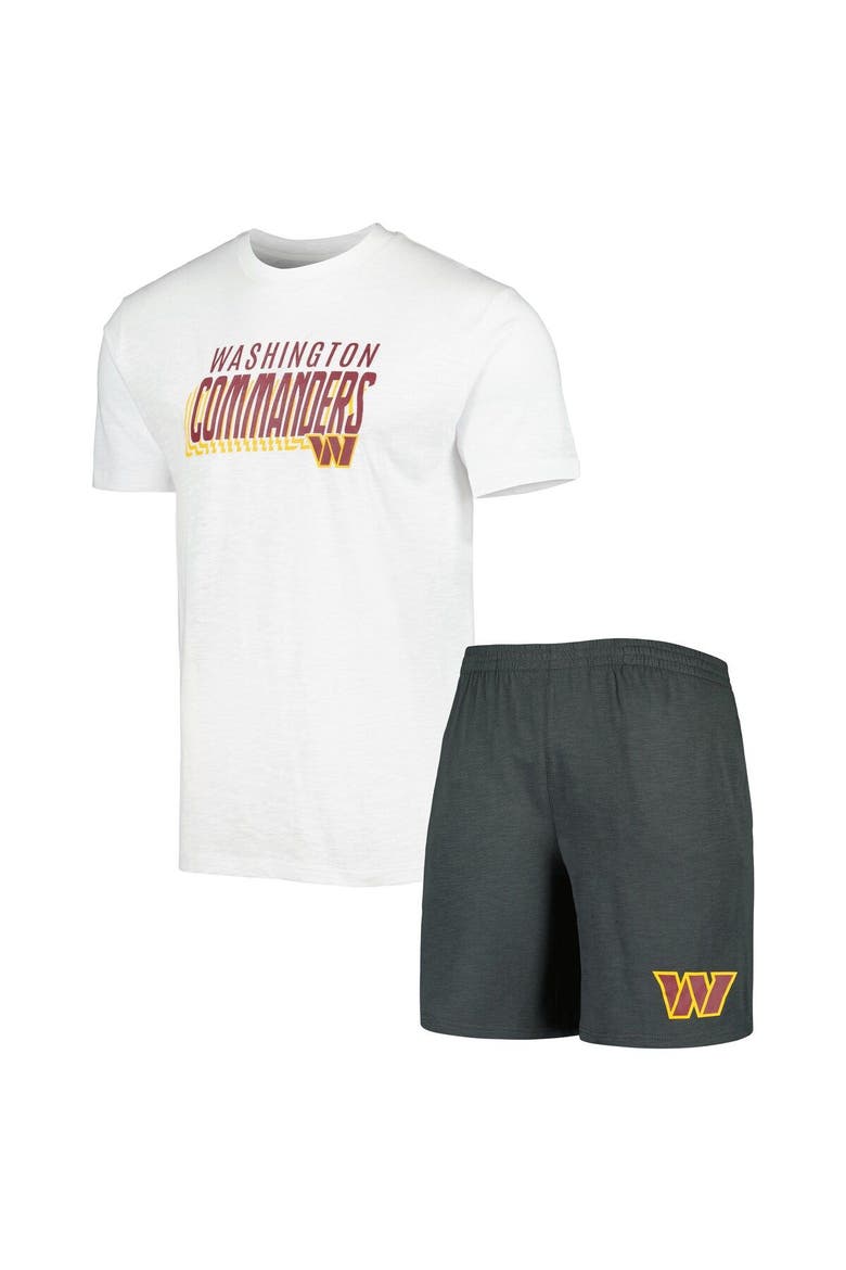Men's Concepts Sport Charcoal/White Washington Commanders Downfield T-Shirt & Shorts Sleep Set, Main, color, Charcoal
