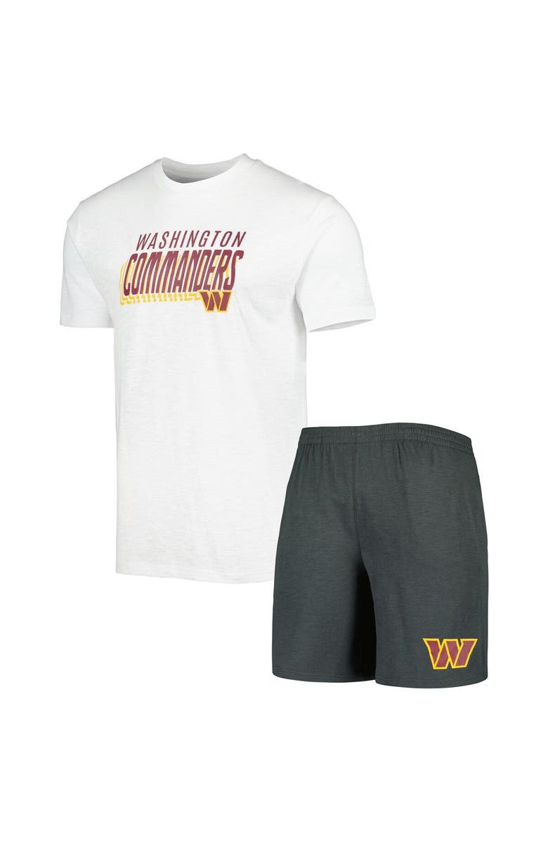 CONCEPTS SPORT Men's Concepts Sport Charcoal/White Washington Commanders Downfield T-Shirt & Shorts Sleep Set, Main, color, 