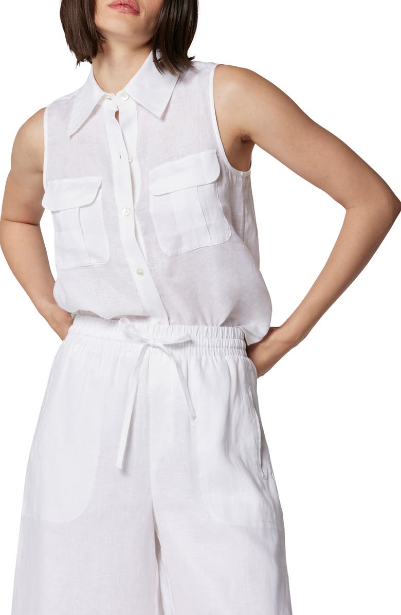 Equipment Camila Sleeveless Linen Button-Up Shirt, Main, color,