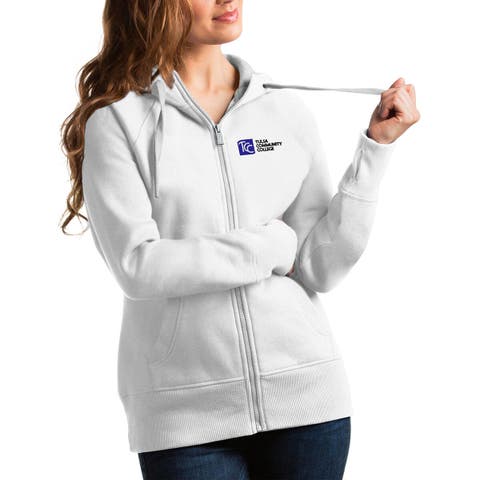 Women's Antigua White Tulsa Community College Victory Full-Zip Hoodie