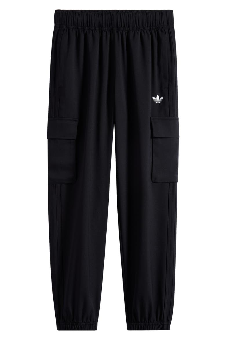 Kids' 3-Stripes Cargo Jogger Pants, Main, color, BLACK