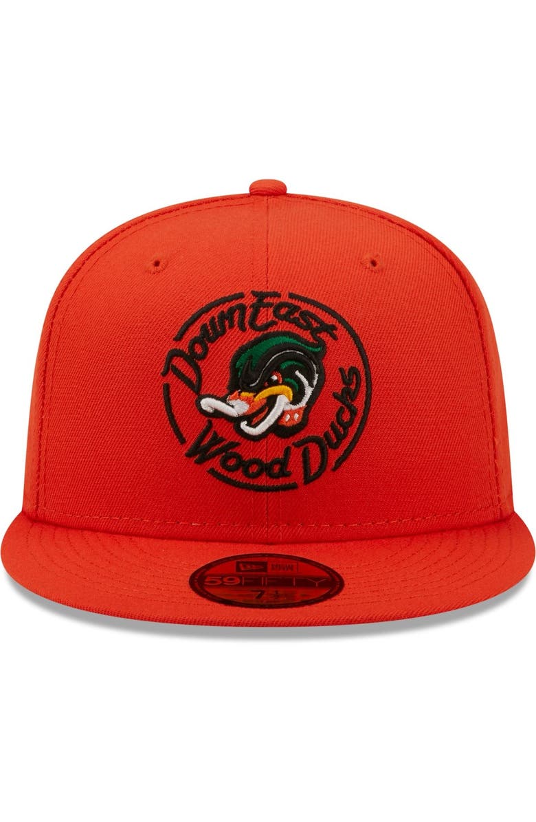 New Era Men's New Era Orange Down East Wood Ducks Authentic Collection 59FIFTY Fitted Hat, Alternate, color, Orange