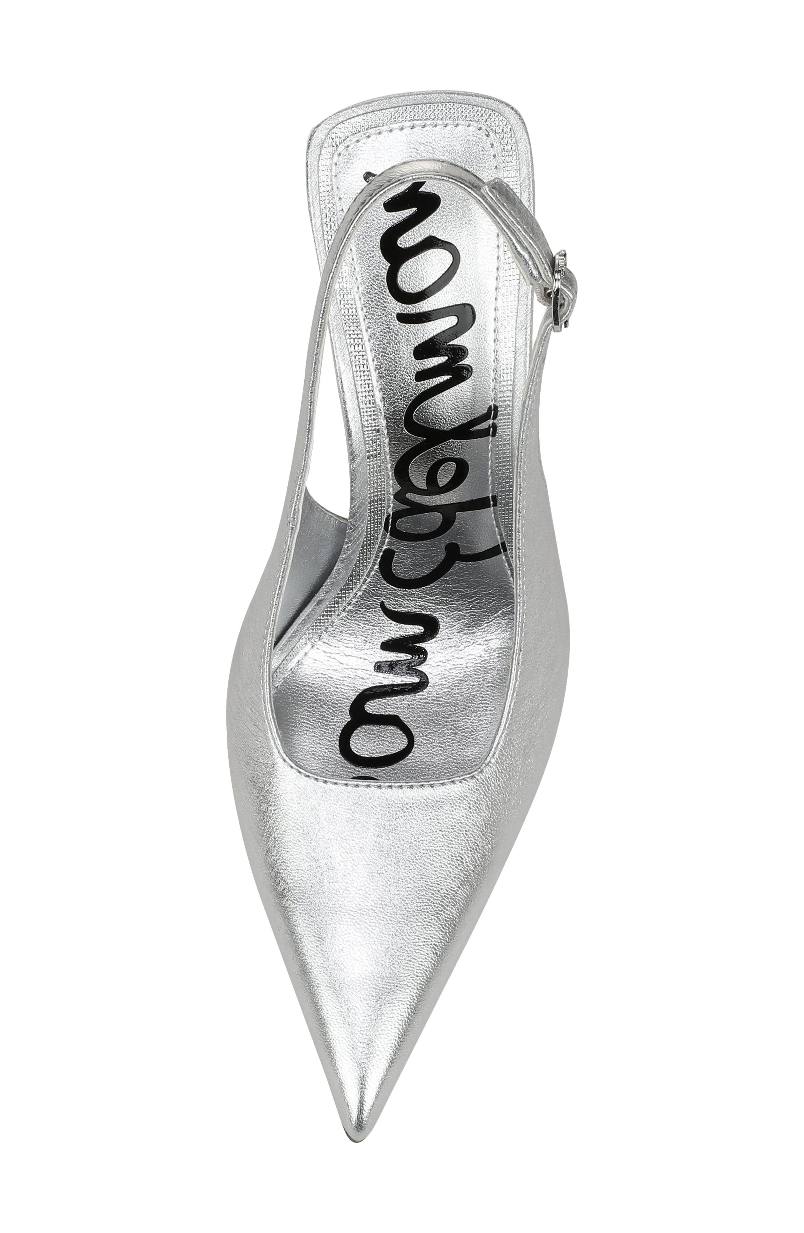 Odette Pointed Toe Slingback Pump, Alternate, color, SOFT SILVER