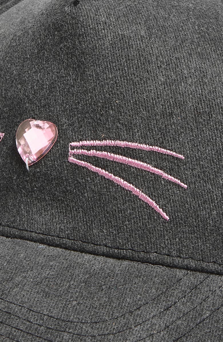 Capelli New York Kids' Washed Denim Kitty Baseball Cap, Alternate, color, Black Combo