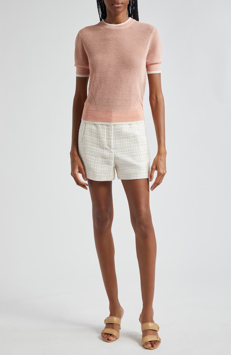 Veronica Beard Jazmin Cotton Tweed Shorts, Alternate, color, Ivory Multi