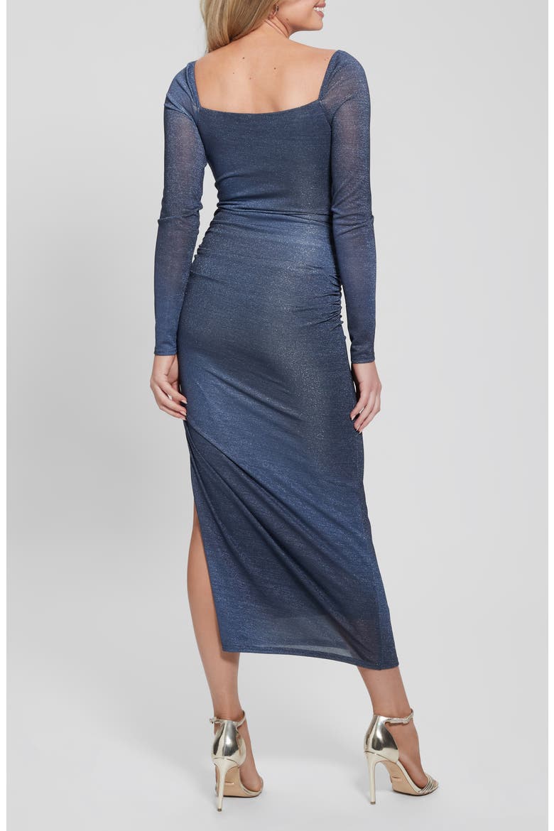 Sharae Shimmer Long Sleeve Body-Con Maxi Dress, Alternate, color, SUMMER NIGHT BLUE MULTI