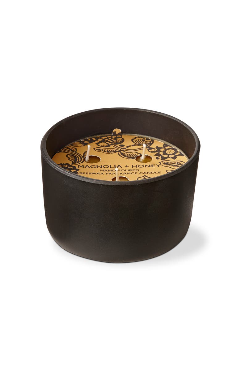 tag Magnolia Honey Beeswax Scented Candle Black Glass Container, Main, color, Black