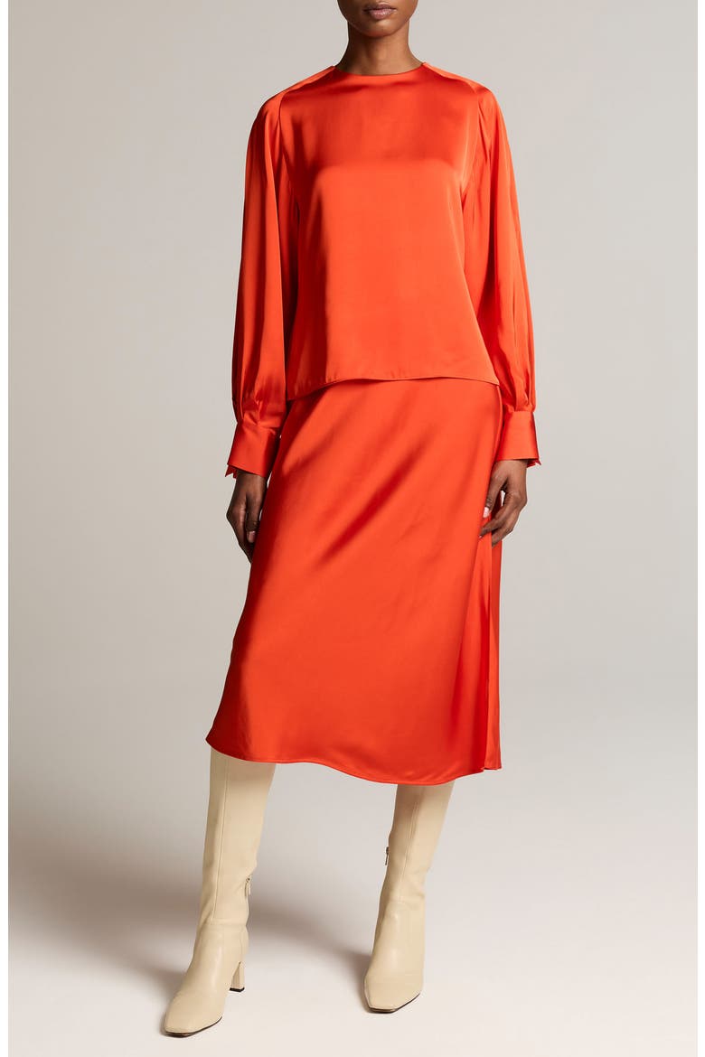 Tie Back Satin Top, Alternate, color, CRIMSON