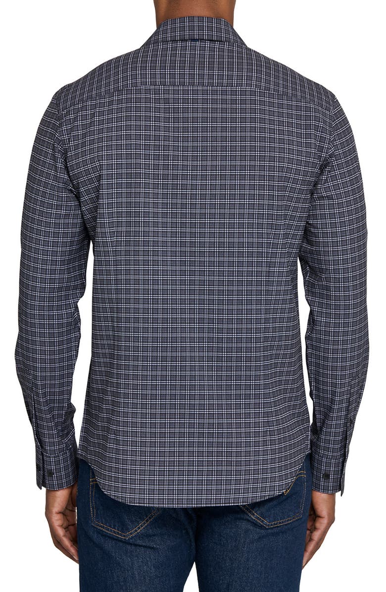 W.R.K Basic Slim Fit Black & Grey Plaid Performance Button-Up Shirt, Alternate, color, Black