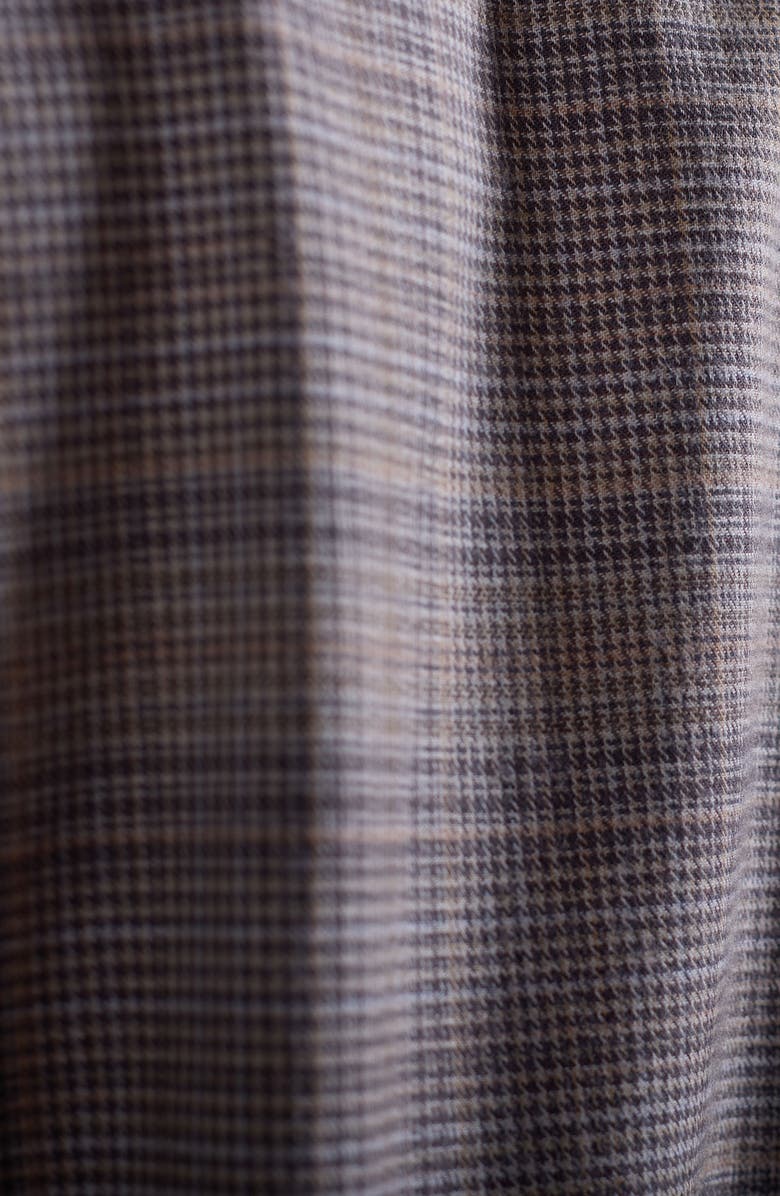 Bugatchi Julian Shaped Fit Plaid Cotton & Wool Button-Up Shirt, Alternate, color, Walnut