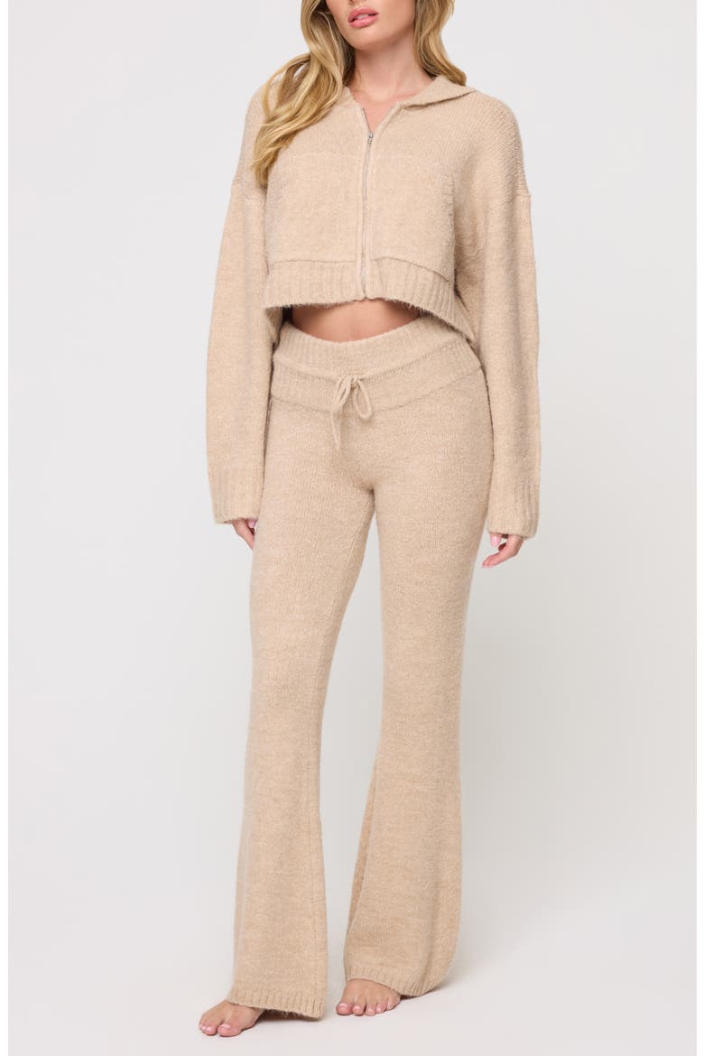 Jet Set Crop Zip Hoodie, Alternate, color, HEATHER OATMEAL