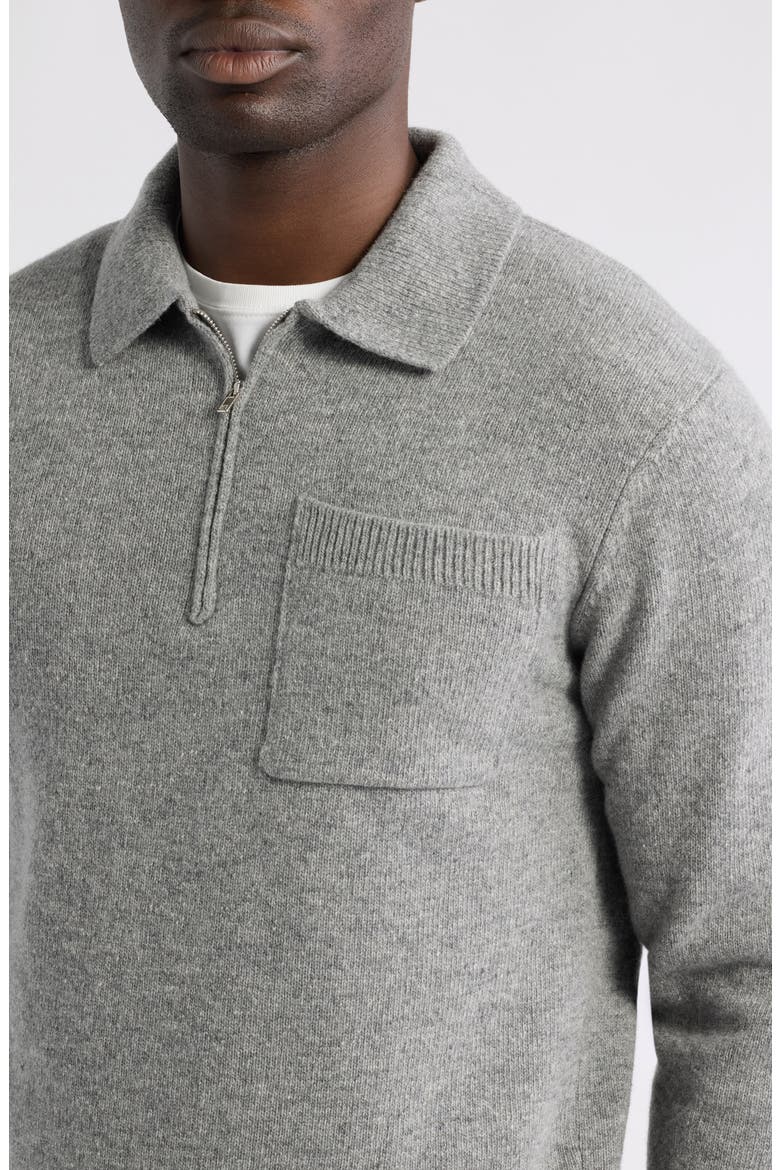 Lambswool Quarter Zip Polo Sweater, Alternate, color, MONUMENT MELANGE