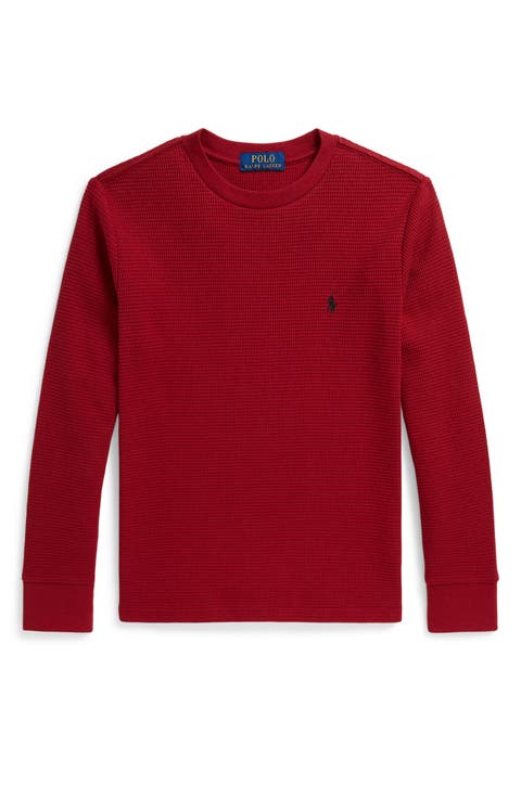 Kids' Waffle Knit Cotton Long Sleeve T-Shirt