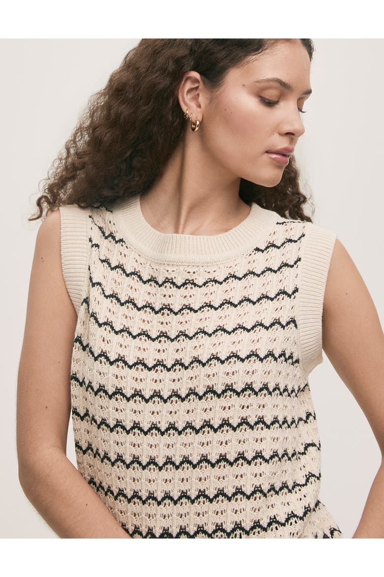Dion Striped Knitted Sleeveless Top, Alternate, color, Ivory