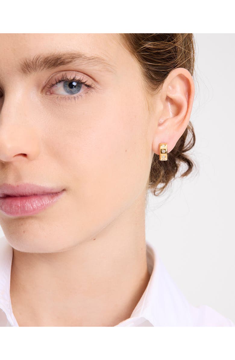 Kate Spade New York crystal chunky huggie hoop earrings, Alternate, color, Gold Clear