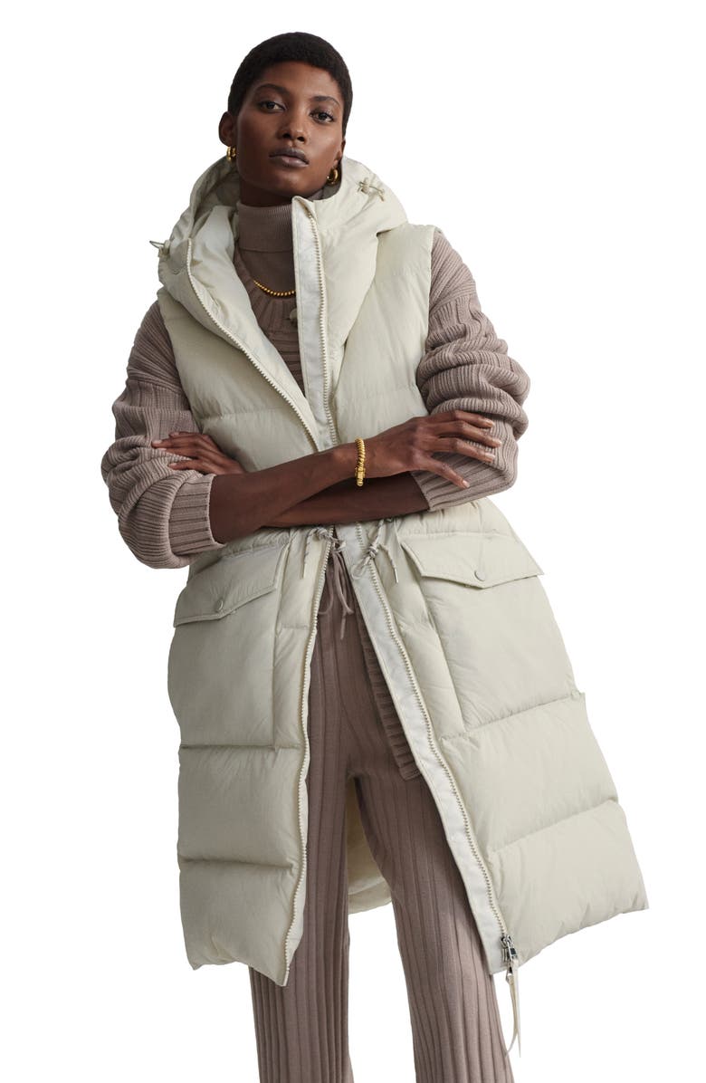 Varley Irving Water Resistant Hooded Long 750 Fill Power Down Vest, Alternate, color, 