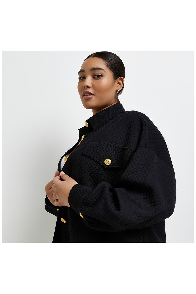 Quilted Button-Up Shacket, Alternate, color, BLACK