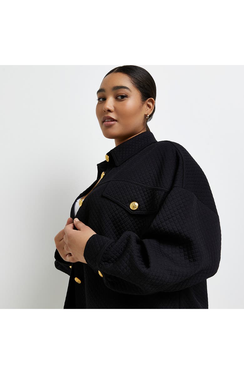 River Island Quilted Button-Up Shacket, Alternate, color, 