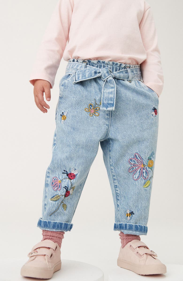 NEXT Kids' Ladybug Embroidered Cotton Denim Jeans, Alternate, color, 