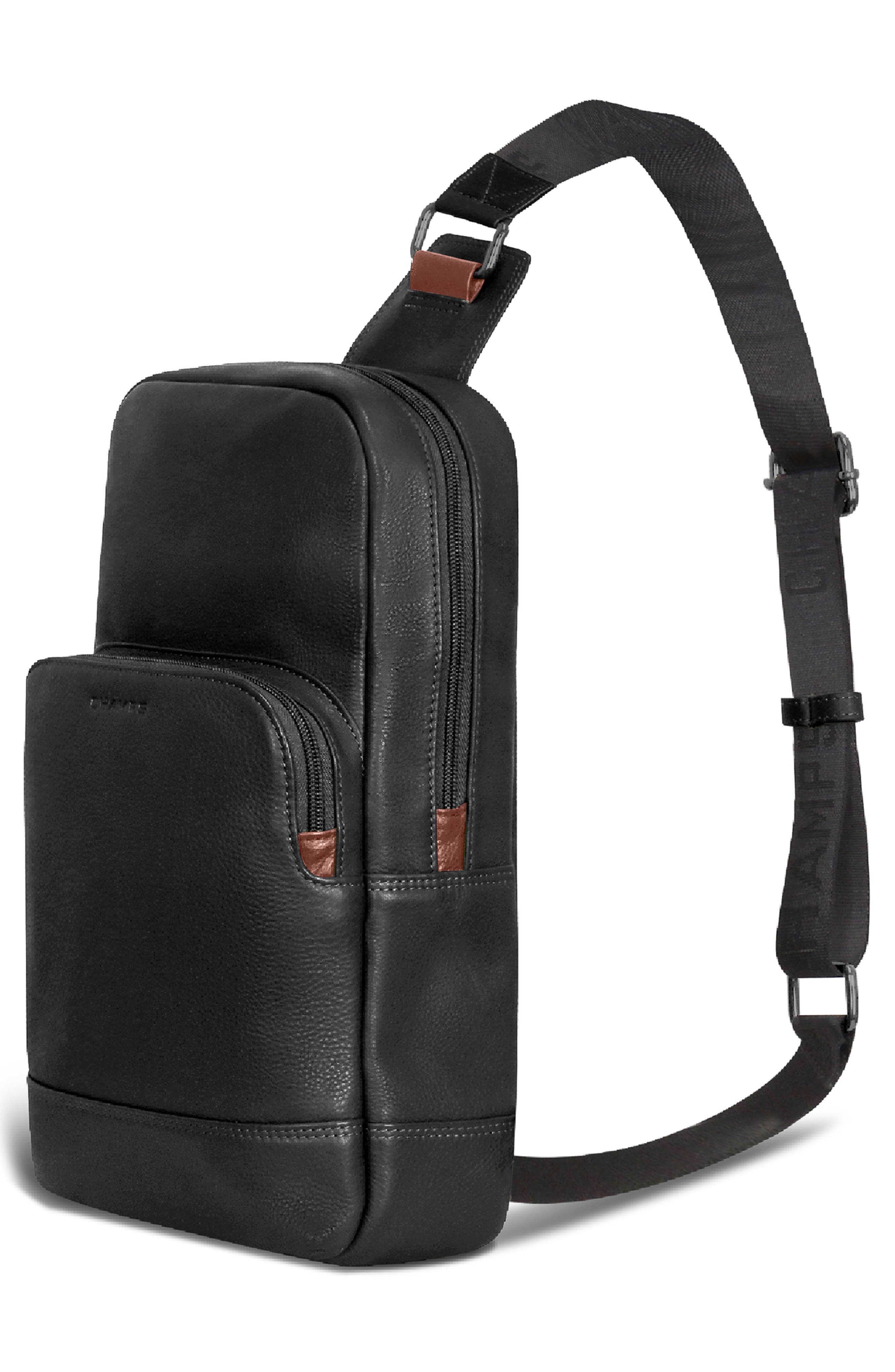 CHAMPS Onyx Leather Sling Bag, Alternate, color, Black