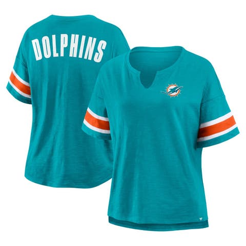 Women's Fanatics Aqua Miami Dolphins Redzone Curl Route T-Shirt