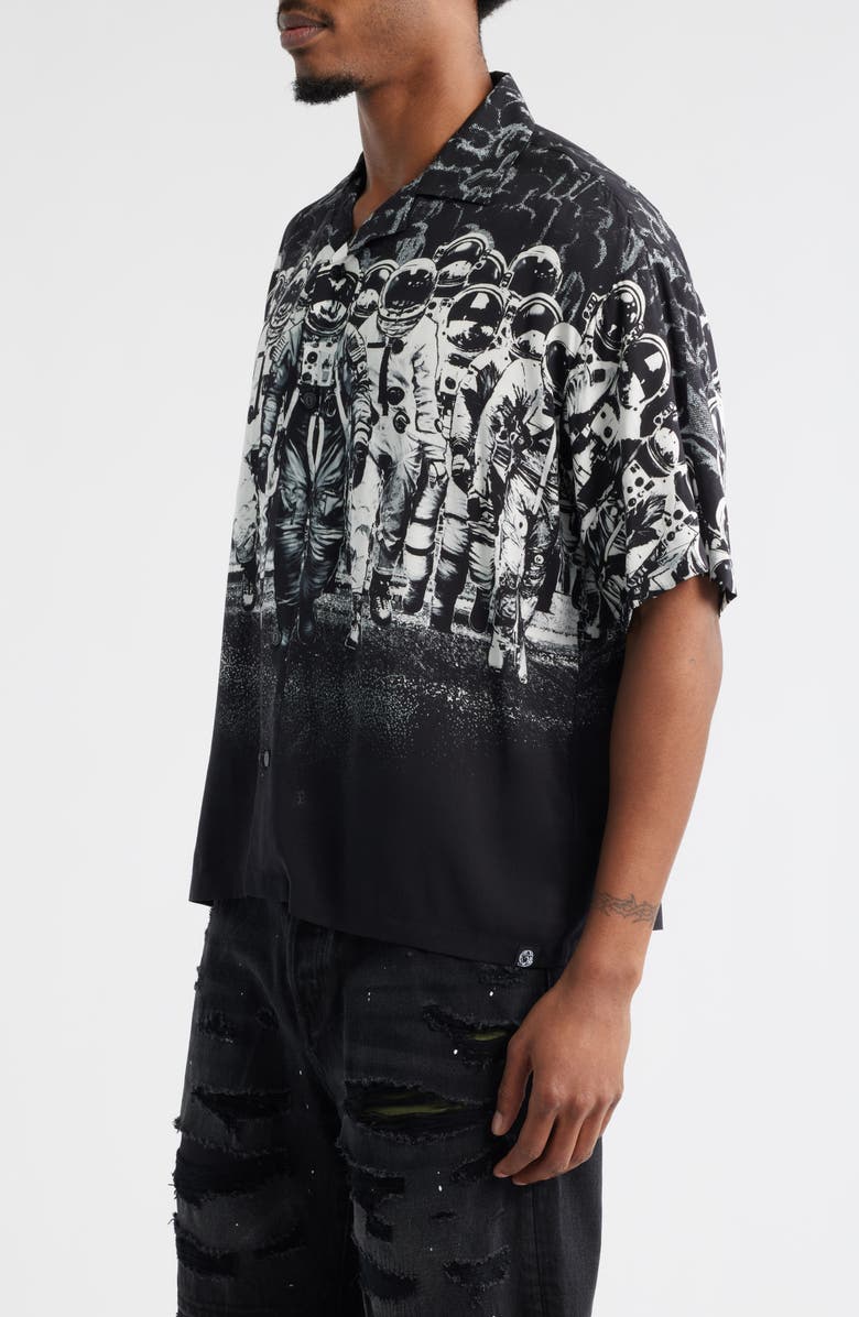 Billionaire Boys Club Journey Graphic Camp Shirt, Alternate, color, Black