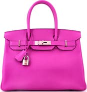 Pre-Owned Hermes Birkin Handbag Pink Epsom with Palladium Hardware 30