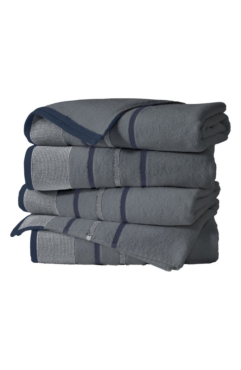Woven & Weft Decorative 4-Pack Bath Towels, Main, color, Chambray Blue / White