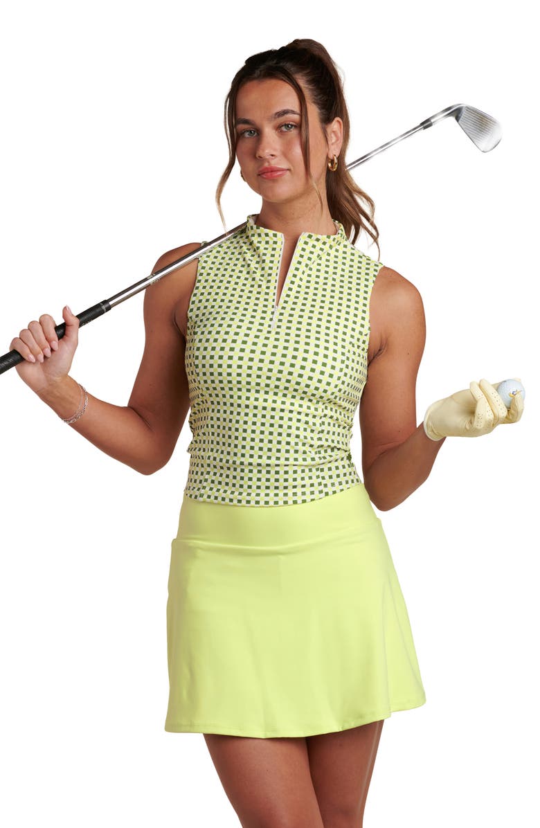 La Blanca Checkpoint Sleeveless Half Zip Golf Top, Alternate, color, Lime