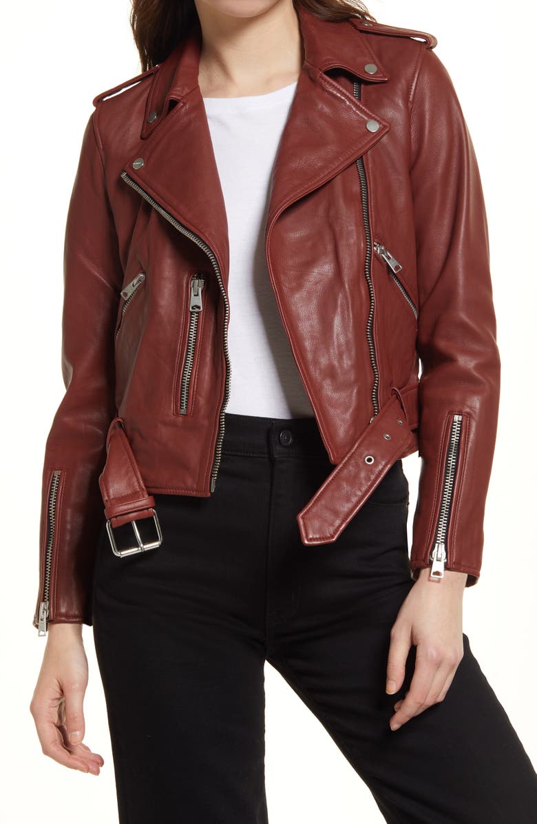 AllSaints Balfern Leather Biker Jacket, Main, color, 
