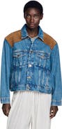 SANDRO Denim and suede jacket
