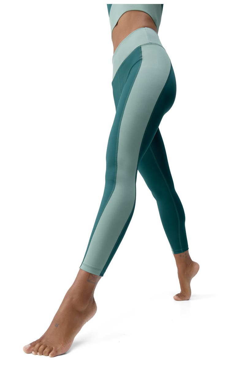 Born Living Yoga Maiko 7/8 Performance Medium Rise Sport Legging, Alternate, color, Iceberg Green/Deep Green