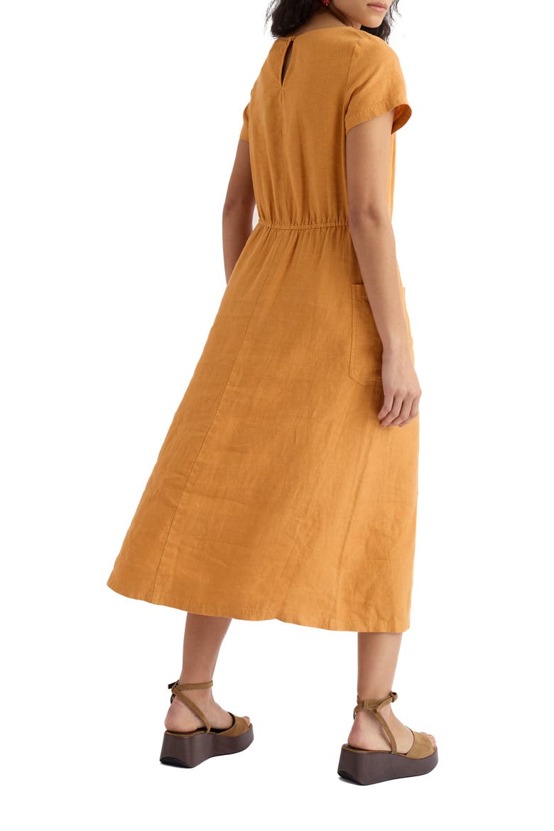 Haneth Linen Midi Dress, Alternate, color, MANGO