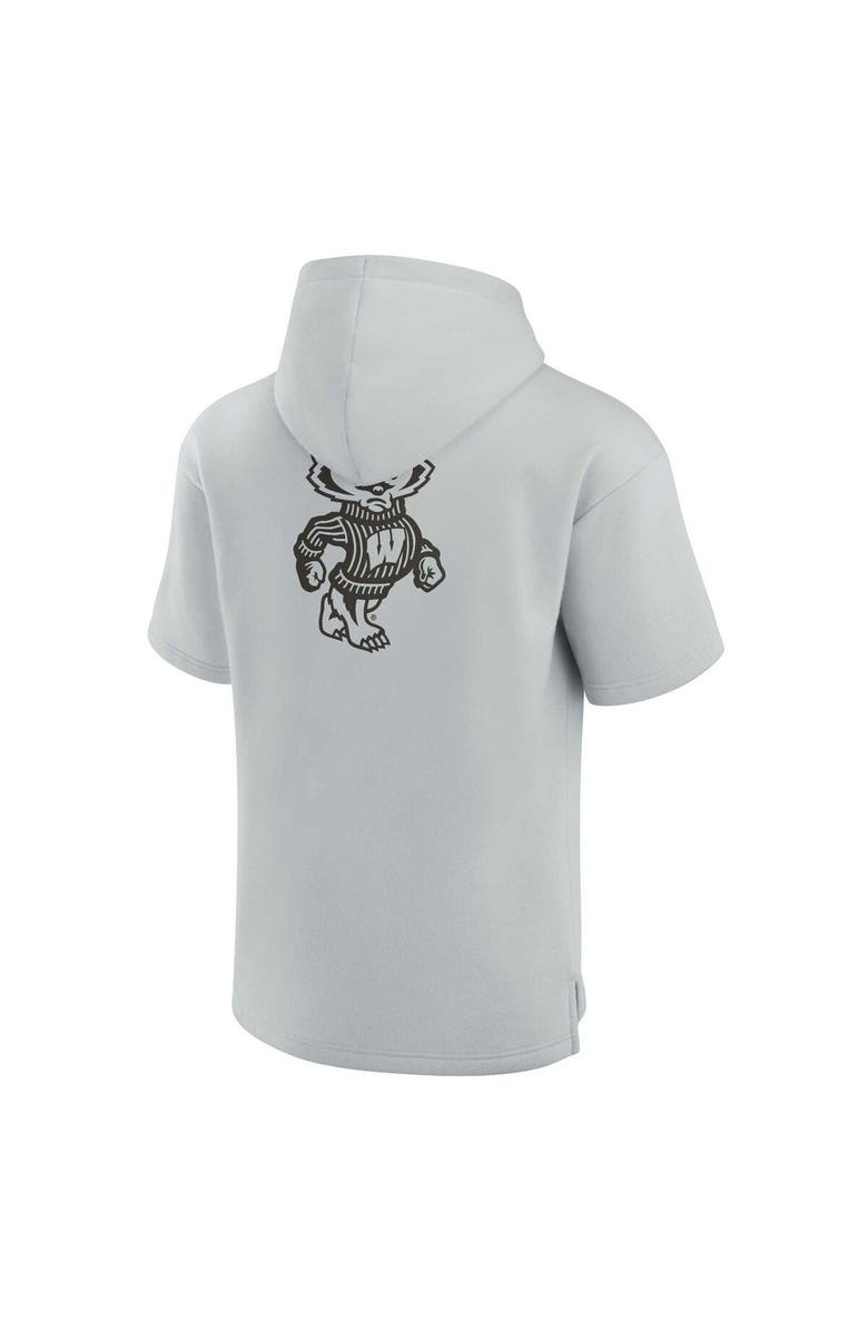 Fanatics Signature Unisex Fanatics Signature Gray Wisconsin Badgers Elements Super Soft Fleece Short Sleeve Pullover Hoodie, Alternate, color, Gray