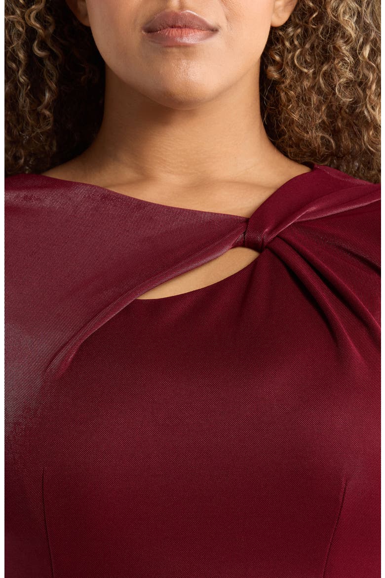 Knot Neck Sleeveless Midi Dress, Alternate, color, WINE