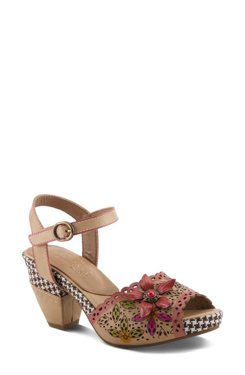 L'artiste By Spring Step Miabella Ankle Strap Platform Sandal In Beige Multi