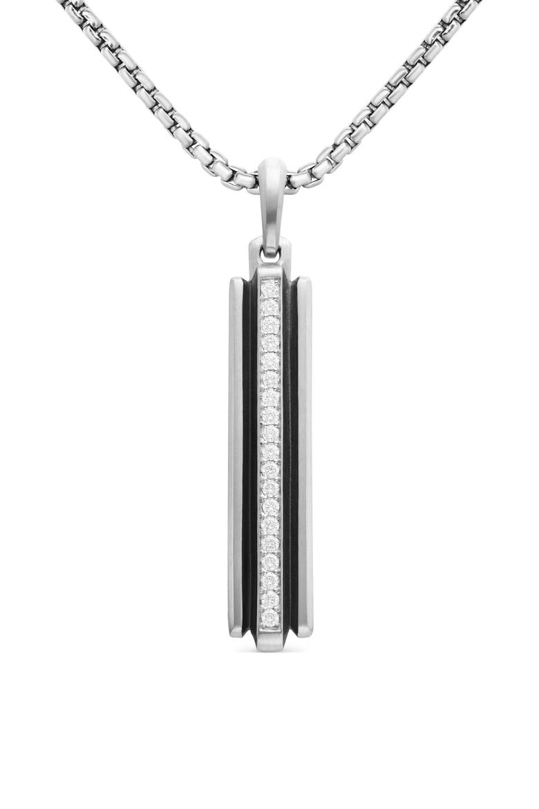 Deco Ingot Tag with Pavé Black Diamonds, Alternate, color, STERLING SILVER