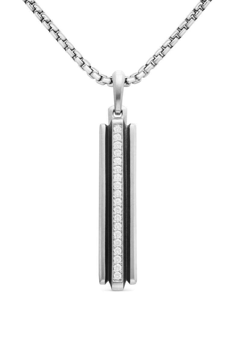 David Yurman Deco Ingot Tag with Pavé Black Diamonds, Alternate, color, 
