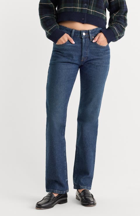 Mid Rise Straight Leg Jeans