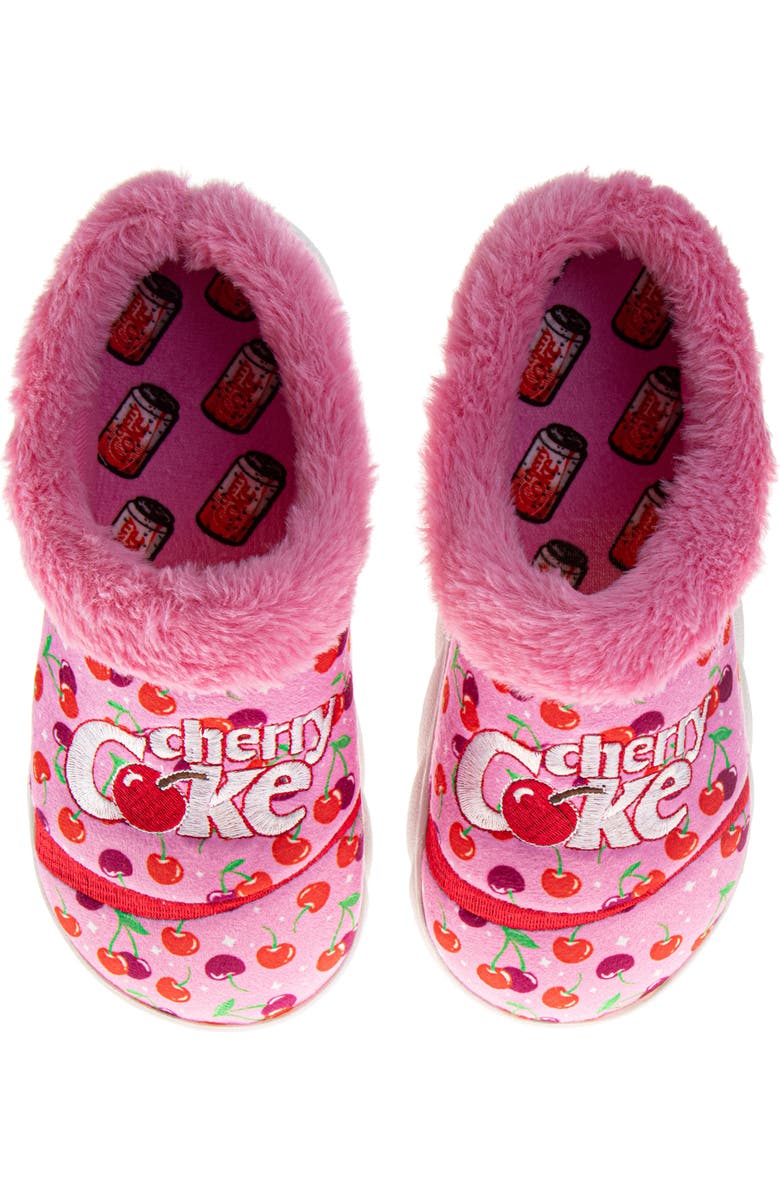 JOSMO Cherry Coke<sup>®</sup> Faux Fur Trim Slipper, Alternate, color, Cherry