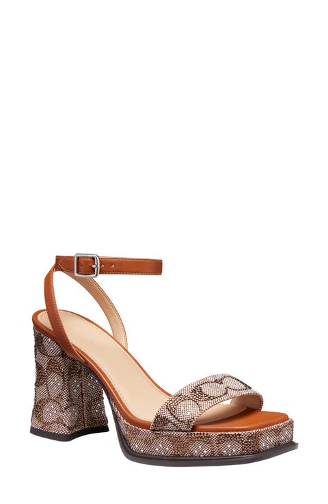 Crystal Signature Jacquard Ankle Strap Platform Sandal (Women)