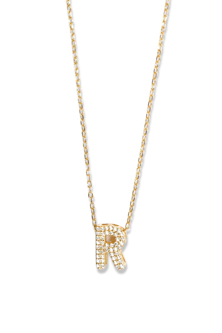 Cubic Zirconia Bubble Inital Pendant Necklace, Main, color, GOLD - R